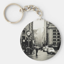 Rain in New York City - Vintage Style Keychains