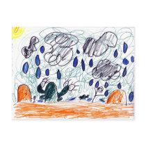 rain in the dessert childrens artwork post cards