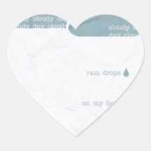 RAIN RAINDROPS CLOUDY DAY GREY BLUE CLOUDS UMBRELL HEART STICKER