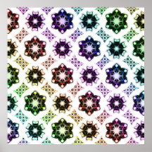 Rainbow Alien Eye Fractal Art Pattern Poster