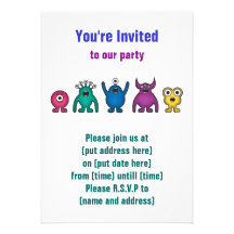 Rainbow Alien Monsters Custom Invites