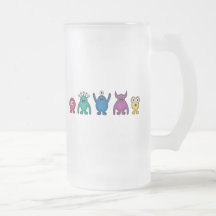 Rainbow Alien Monsters Glass Coffee Mug