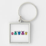 Rainbow Alien Monsters Keychain