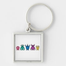 Rainbow Alien Monsters Keychain