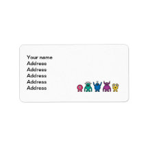 Rainbow Alien Monsters Labels