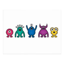Rainbow Alien Monsters Postcard