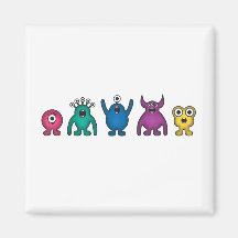 Rainbow Alien Monsters Refrigerator Magnet