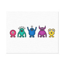 Rainbow Alien Monsters Stretched Canvas Prints