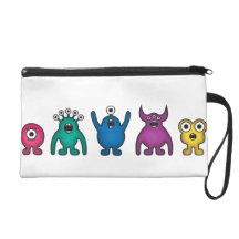 Rainbow Alien Monsters Wristlet