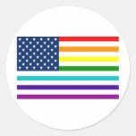 Rainbow American Flag Round Sticker