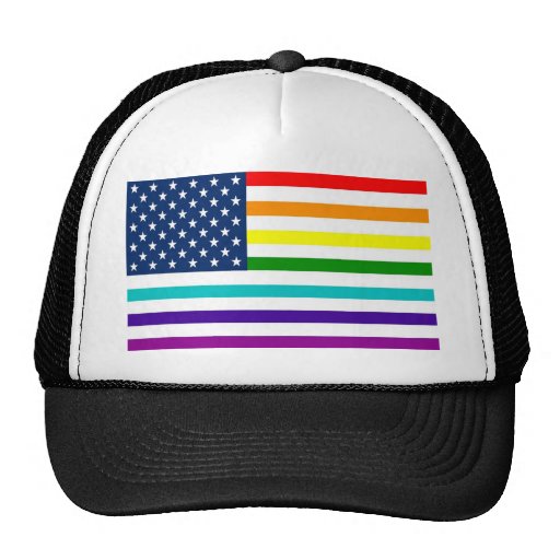 Rainbow American Flag Trucker Hats