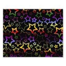 Rainbow and Black Stars Pattern Art Photo