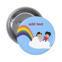 Rainbow and Clouds Friendship Button