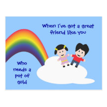 Rainbow and Clouds Friendship Postcard