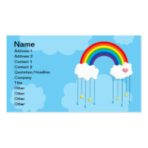 Rainbow and clouds raining stars business card templates