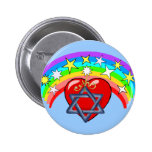 Rainbow and Jewish Stars Pinback Button