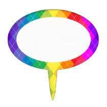 Rainbow Argyle Pattern cake picks