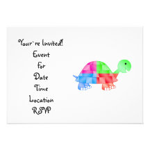 Rainbow baby turtle invitations