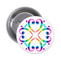 Rainbow Bass Clef Cluster Pinback Button