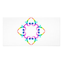 Rainbow Bass Clef Flower Photo Card