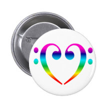 Rainbow Bass Clef Heart Pin