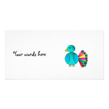 Rainbow blue peacock customized photo card