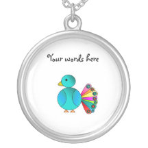 Rainbow blue peacock necklace