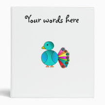 Rainbow blue peacock vinyl binder