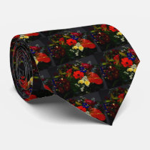 Rainbow bouquet of flowers necktie