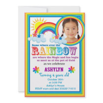 Rainbow brithday your child's photo invitation