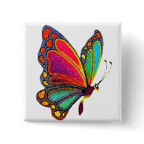 Rainbow Butterfly Pinback Button
