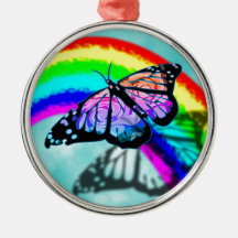 Rainbow Butterfly Christmas Ornament
