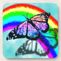 Rainbow Butterfly Drink Coaster