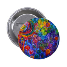 Rainbow Candy Colourful Swirls Art Design Pin