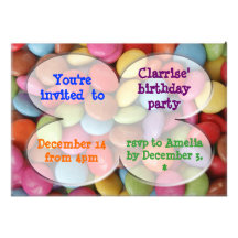 rainbow candy party personalized announcement