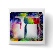 Rainbow "Chai" Life in Hebrew Pinback Button