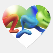 Rainbow chameleon heart stickers