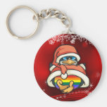 Rainbow Christmas Penguin Key Chain