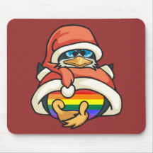 Rainbow Christmas Penguin Mousepads