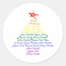 Rainbow Christmas Tree Round Stickers