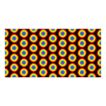 Rainbow Colour Flower Pattern. On Black. Custom Photo Card
