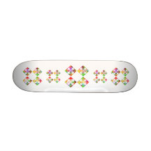 Rainbow Colour Flowers. On White. Skate Boards
