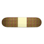 Rainbow Colour Flowers. Pattern on Brown. Skate Deck