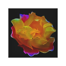 Rainbow colourful fractal rose stretched canvas prints