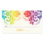 Rainbow colours damask wedding place card business card templates