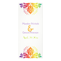 Rainbow colours damask wedding program card personalized announcement