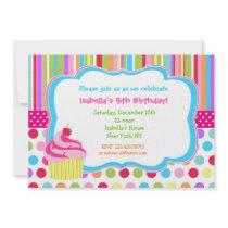 Rainbow Cupcake Birthday Party Invitations