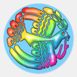 Rainbow Dove of Peace Round Stickers