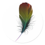 rainbow feather. round sticker