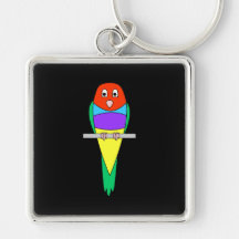 Rainbow Finch Bird. Gouldian Finch. Keychain